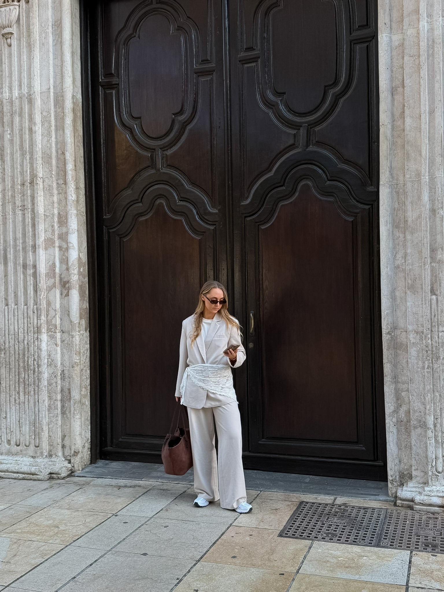 PCKAMIL Trousers - Silver Lining